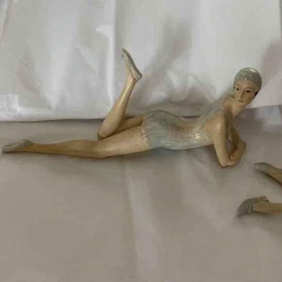 Vintage 20s Flapper Bathing Beauties BLUE SWIM SUIT & CAP LIGHT BLUE Shoes-​ - Picture 2 of 10